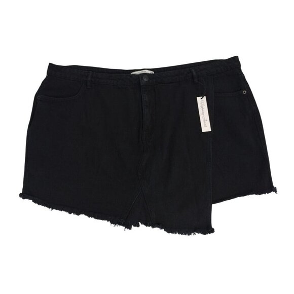 Asymmetrical Black Denim Skort With Frayed Hem & Pockets By Highway Jeans 24. - Picture 6 of 8